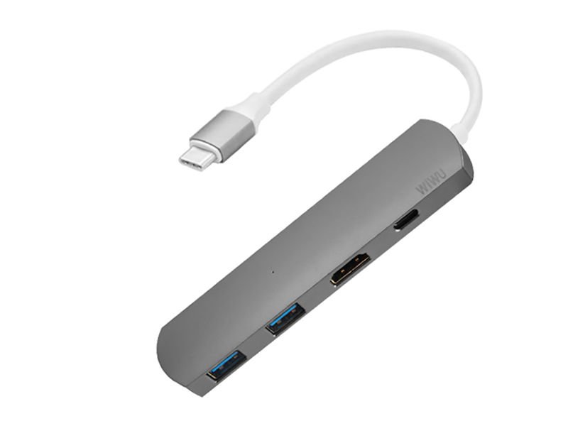I Adapter hub WiWU T3+ 4w1 USB-C - 2x USB HDMI 4K Typ C szary #31166-uniw