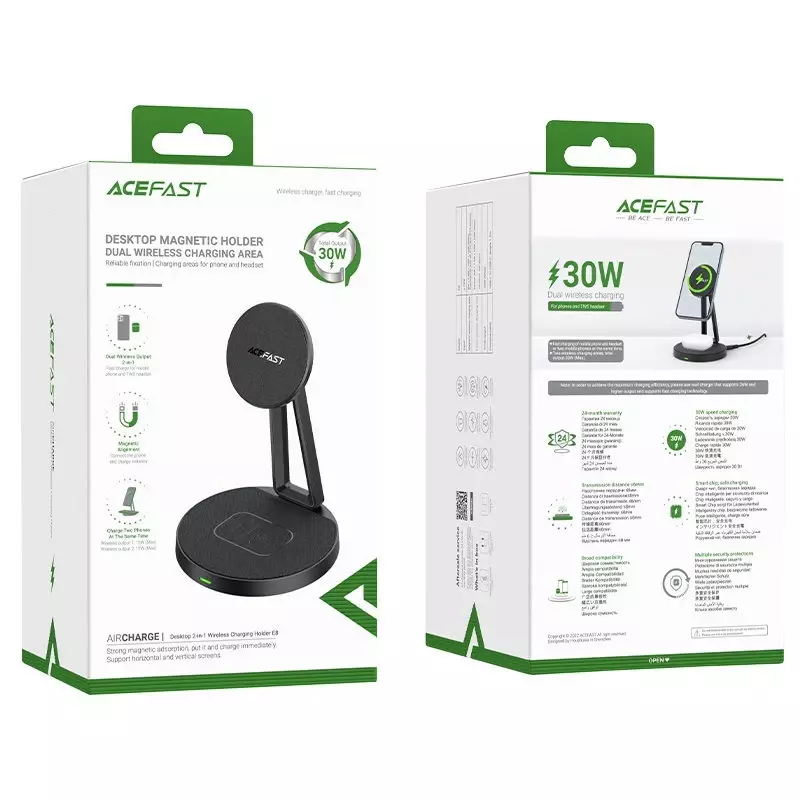 I Acefast 15W Qi Wireless Charger für iPhone (mit MagSafe) und Apple AirPods Stand Stand Magnethalter schwarz (E8 schwarz) #60054-uniw