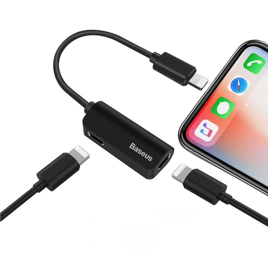 I Adapter Baseus L37 IPhone męski na IPhone+IPhone żeński CALL37-01 czarny #50652-uniw