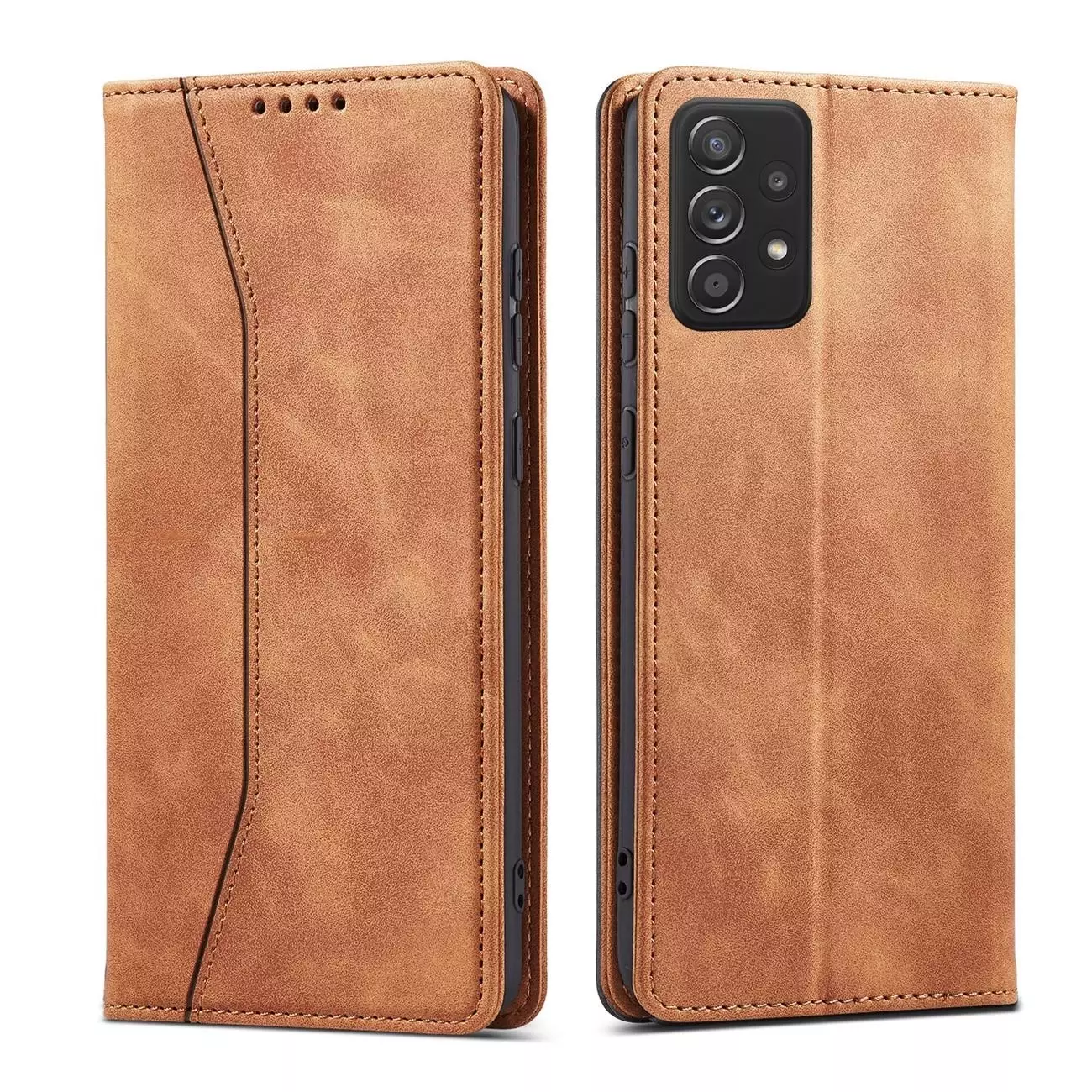 I Aimant Fancy Case Case Pour Samsung Galaxy A52 / A52 5G / A52s 5G Pouch Wallet Card Card Stand Marron #55950-uniw