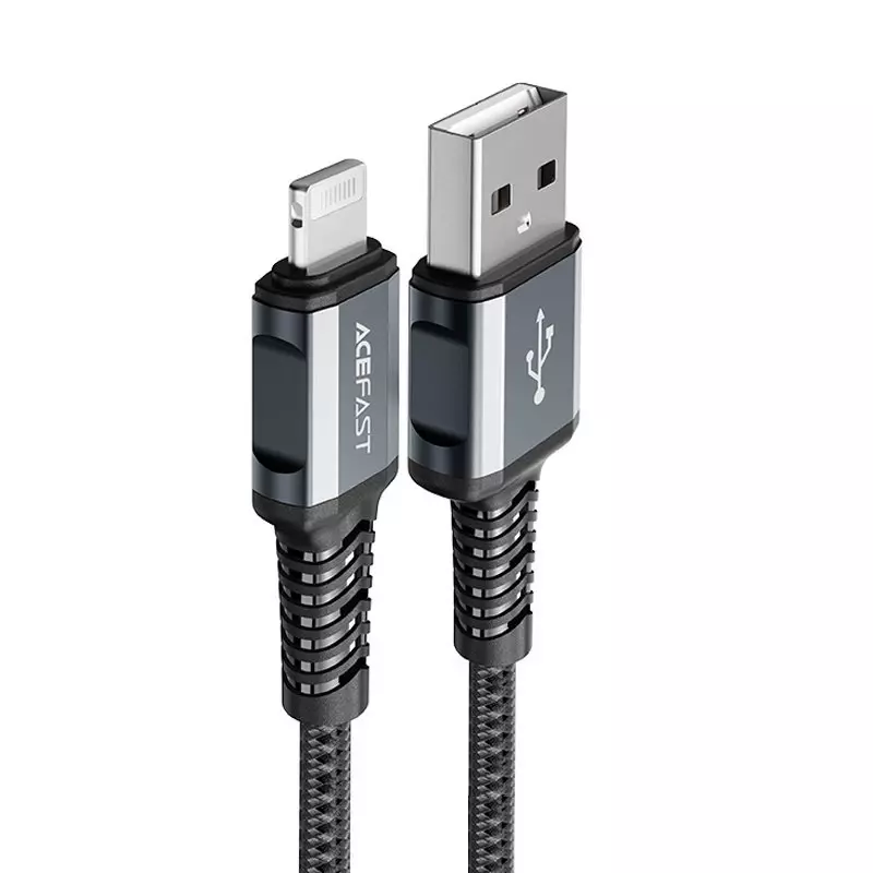 I Câble USB Acefast MFI - Lightning 1.2m, 2.4A gris (C1-02 gris espace profond) #56184-uniw