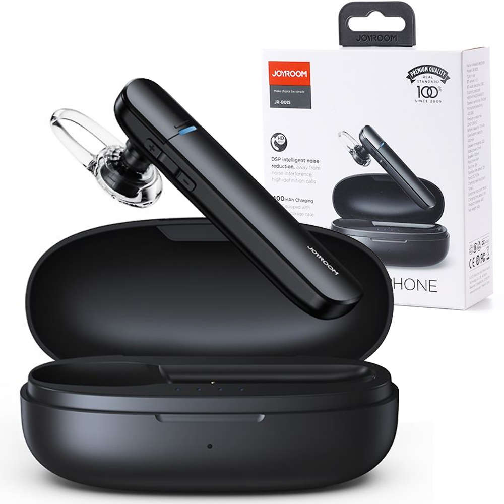 I Bezprzewodowa słuchawka Bluetooth 5.1 + stacja ładująca etui Joyroom JR-B01S do auta Czarna #47897-uniw