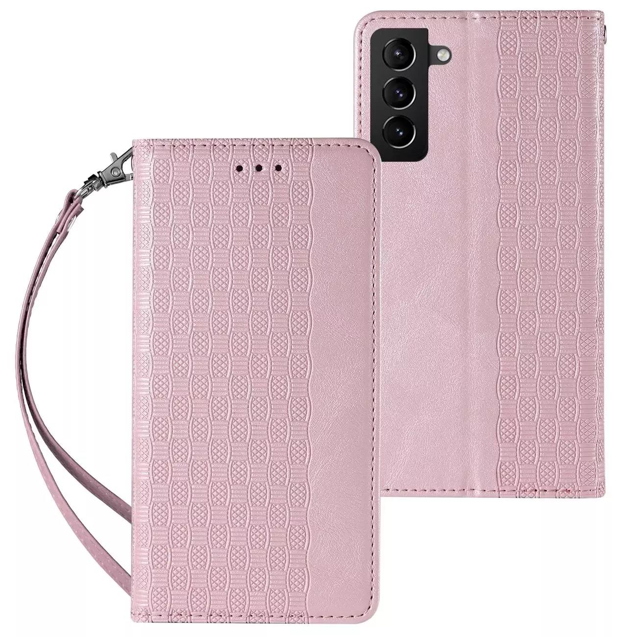 I Aimant Strap Case Case pour Samsung Galaxy S22 + (S22 Plus) Pouch Wallet + Mini Lanyard Pendentif Rose #55962-uniw