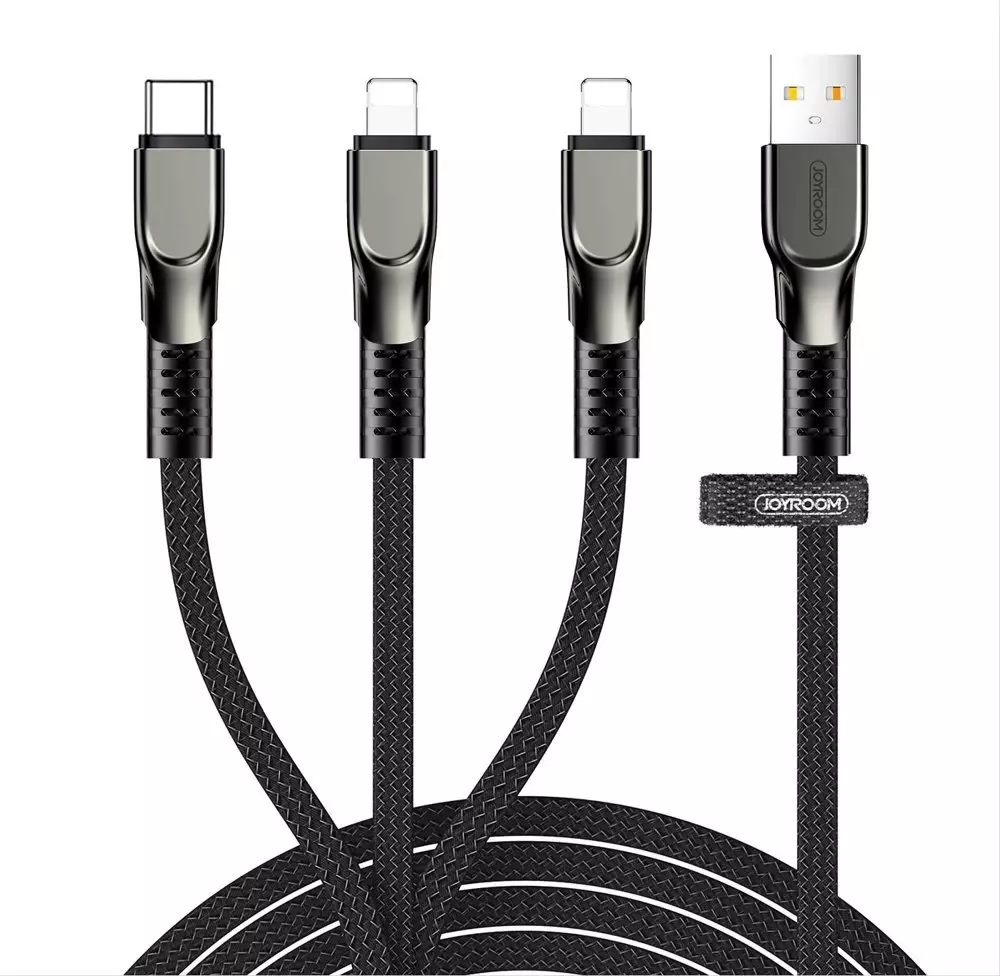 I Câble USB Joyroom 3en1 - Lightning / Lightning / USB Type C 3,5A 480 Mbps 1,3m noir (S-1335K4) #56306-uniw