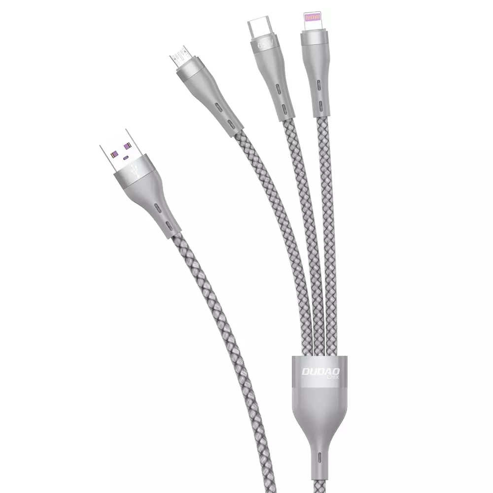I Câble USB 3en1 Dudao - Lightning / microUSB / USB Type C 65W 1,2m gris (L20X) #56304-uniw