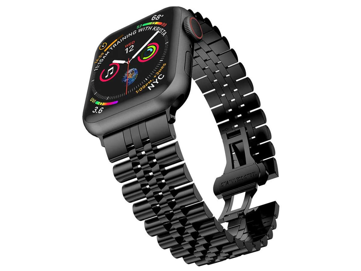 I Bransoleta pasek Alogy Steel strap do Apple Watch 42/44/45mm Czarna #43998-uniw