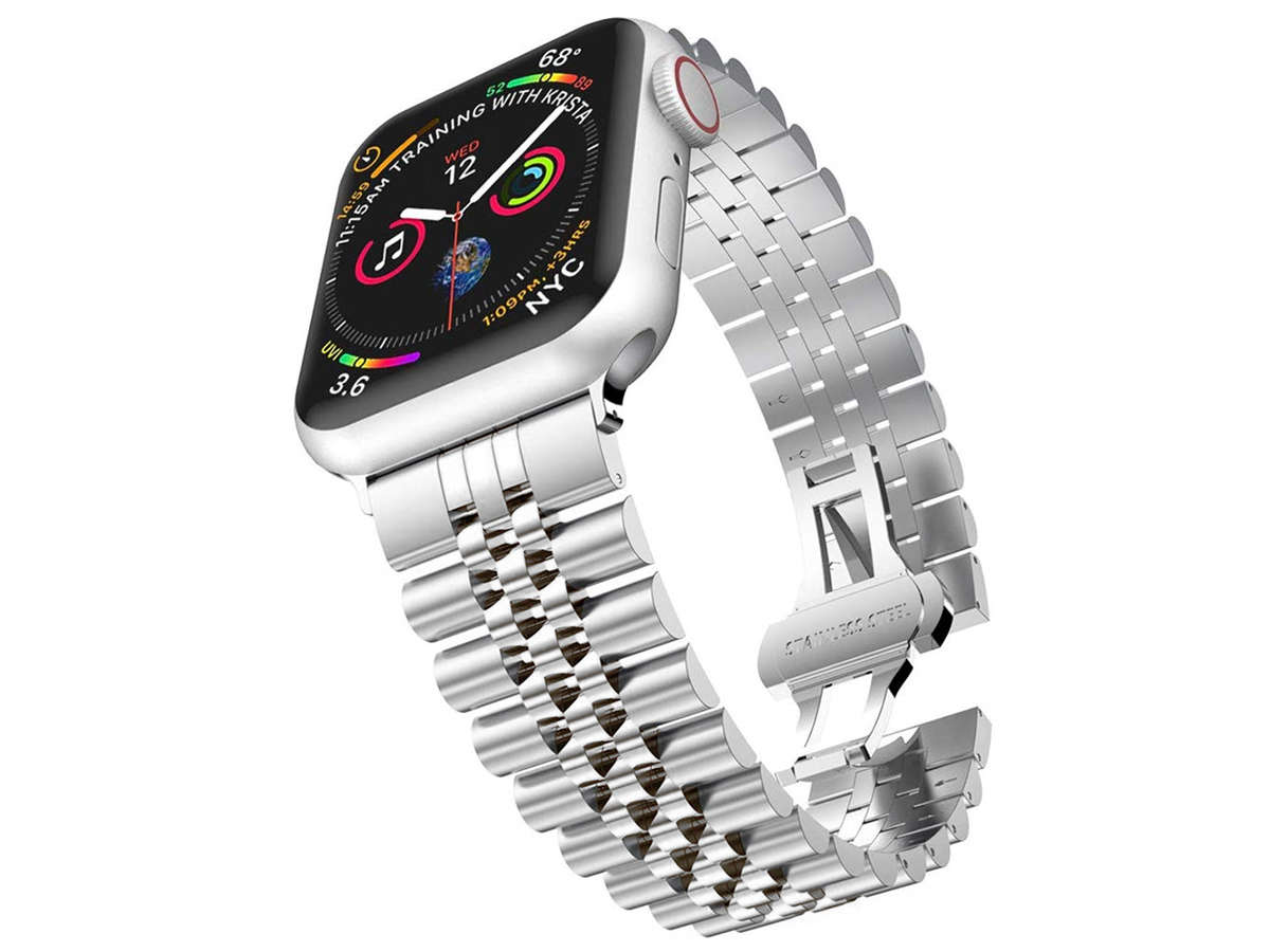 I Bransoleta pasek Alogy Steel Strap do Apple Watch 42/44/45/49mm Srebrny #43999-uniw