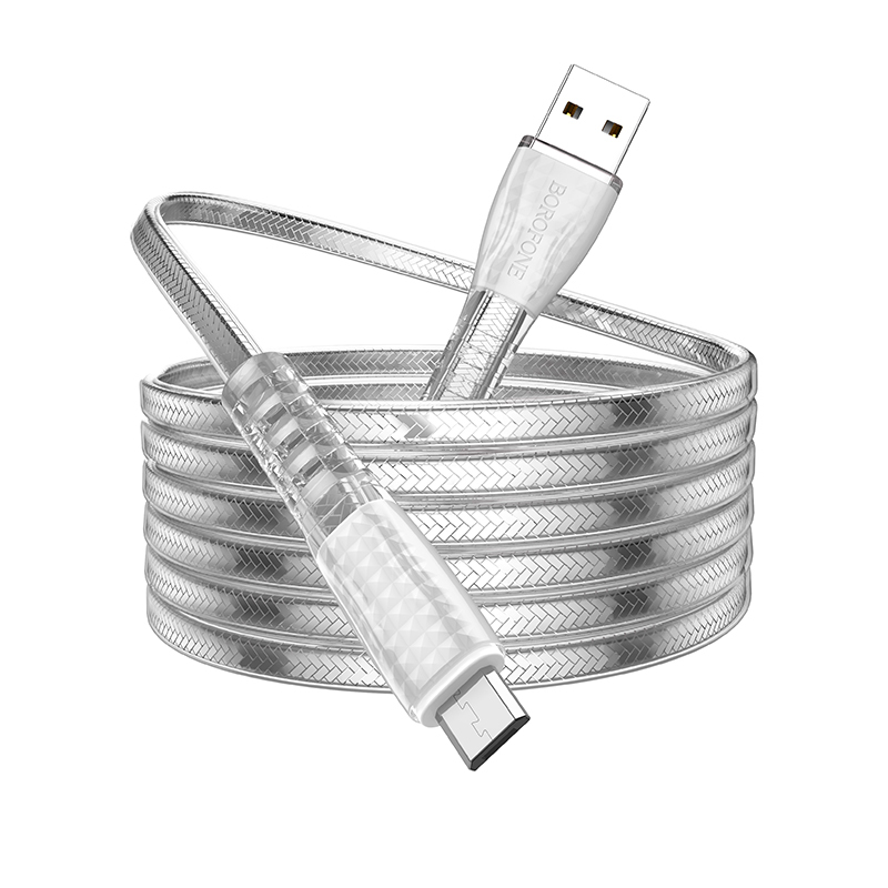 I Borofone Kabel BU31 Clear Shadow Jelly - USB na Micro USB - 2,4A 1 metr srebrny #KABAV1238