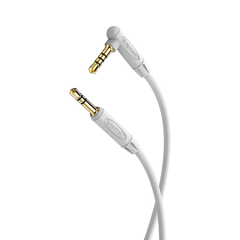 I Borofone Kabel BL5 - jack 3,5mm na jack 3,5mm - kątowy z mikrofonem 1 metr szary #KABAV1270