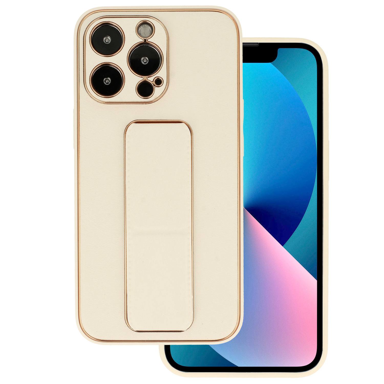 I TEL PROTECT Leather Luxury Stand Case do Iphone 13 Pro Złoty #POK047515