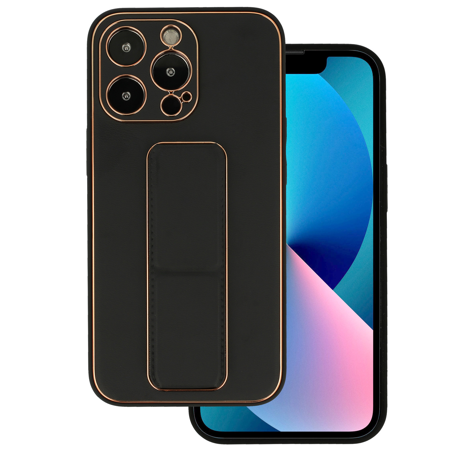 I TEL PROTECT Leather Luxury Stand Case do Iphone 12 Czarny #POK047493