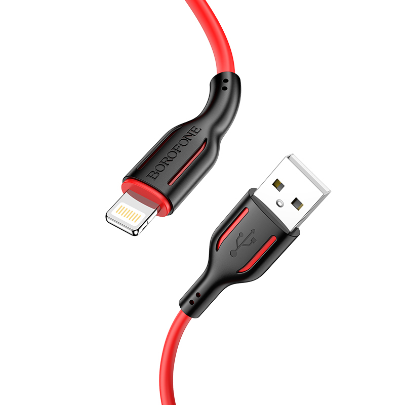 I Borofone Kabel BX63 Charming - USB na Lightning - 2,4A 1 metr czarno-czerwony #KABAV0995