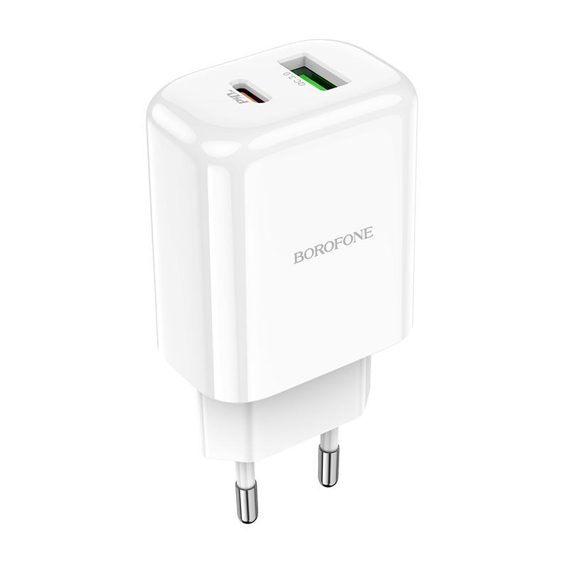 I Borofone Ładowarka sieciowa BN4 Potential - USB + Typ C - QC 3.0 PD 2.0 20W biała #ŁAD001377