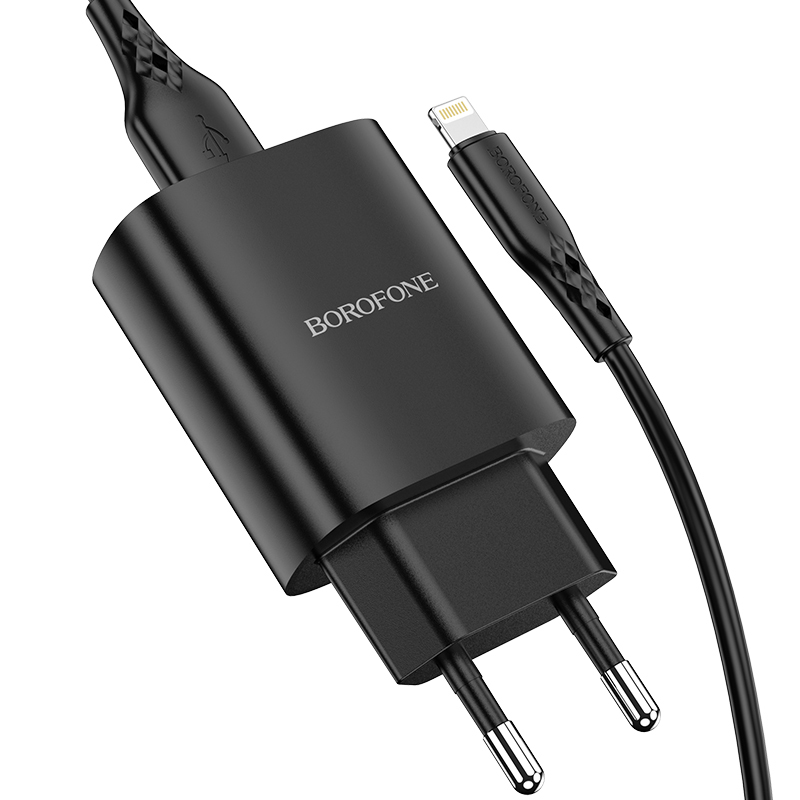 I Borofone Ładowarka sieciowa BN1 Innovative - USB - 2,1A z kablem USB na Lightning czarna #ŁAD001403