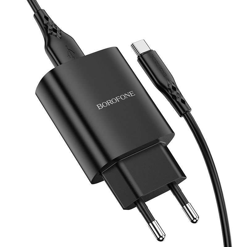 I Borofone Ładowarka sieciowa BN1 Innovative - USB - 2,1A z kablem USB na Typ C czarna #ŁAD001407