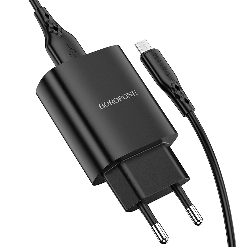 I Borofone Ładowarka sieciowa BN1 Innovative - USB - 2,1A z kablem USB na Micro USB czarna #ŁAD001405
