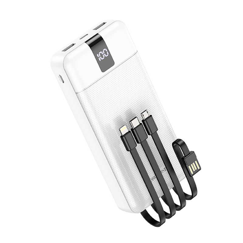 I Borofone Power Bank 20000mAh BJ20A Mobile - 2xUSB - z kablem 3 w 1 Micro USB, Typ C, Lightning biały #AKUM729