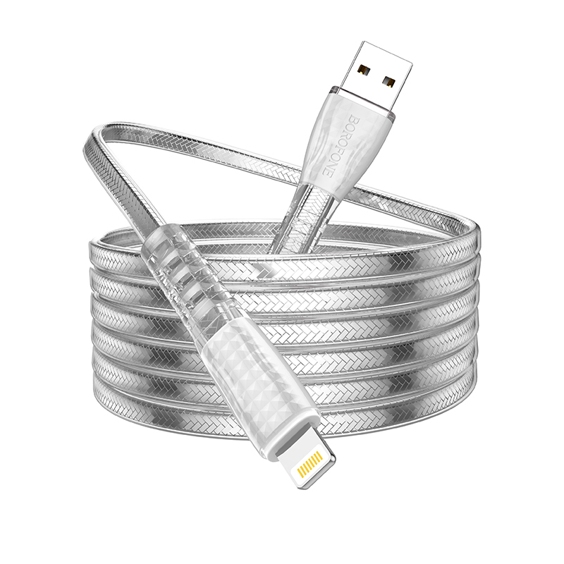 I Borofone Kabel BU31 Clear Shadow Jelly - USB na Lightning - 2,4A 1 metr srebrny #KABAV1235