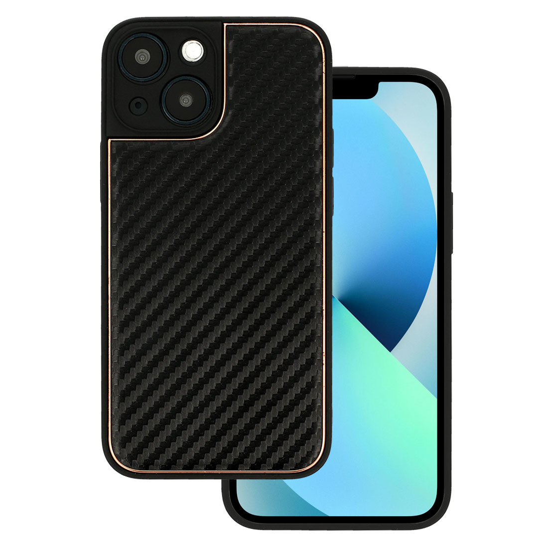 I TEL PROTECT Leather Carbon Case do Iphone 13 Mini Czarny #POK046784