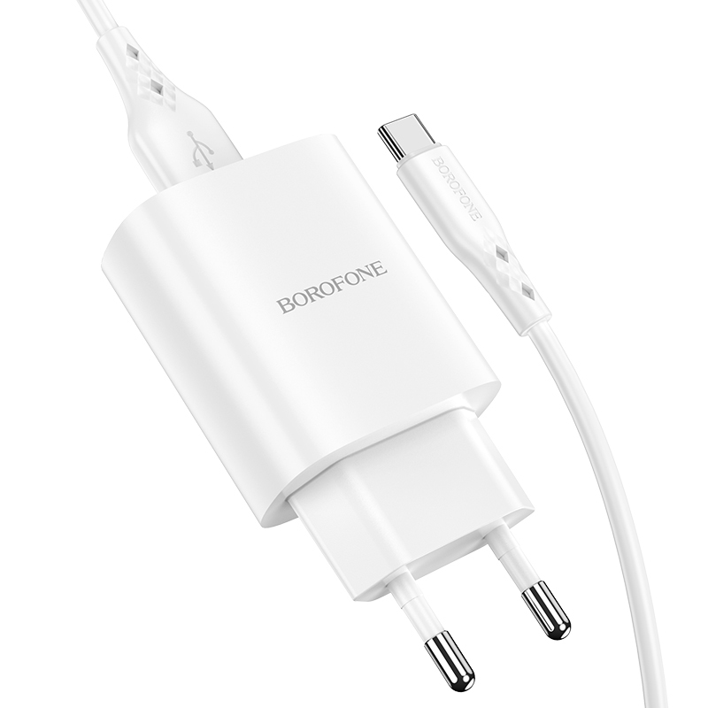 I Borofone Ładowarka sieciowa BN1 Innovative - USB - 2,1A z kablem USB na Typ C biała #ŁAD001408
