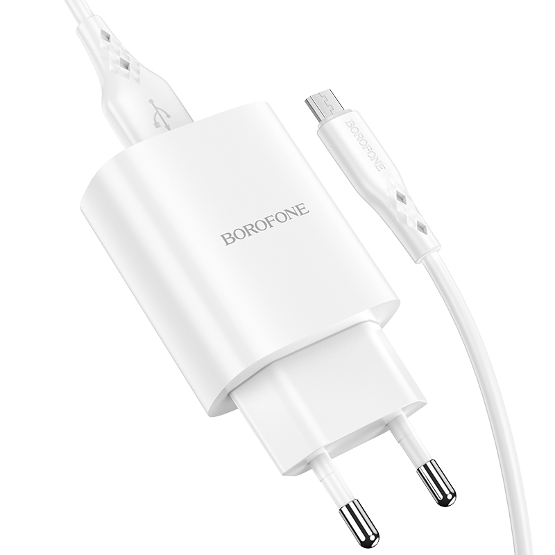 I Borofone Ładowarka sieciowa BN1 Innovative - USB - 2,1A z kablem USB na Micro USB biała #ŁAD001406