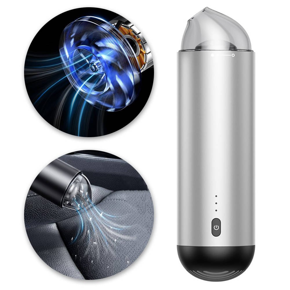 I Bezprzewodowy Mini Odkurzacz Samochodowy 65W 2000mAh Baseus Capsule Cordless Vacuum Cleaner (CRXCQ01-0S) srebrny #70642-uniw