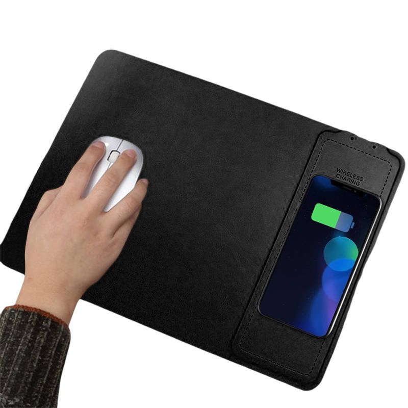 I Podkładka pod Mysz z 10W Ładowaniem Indukcyjnym Qi Ładowarka Bezprzewodowa KAKU Wireless Charging Mouse Pad czarna #72279-uniw