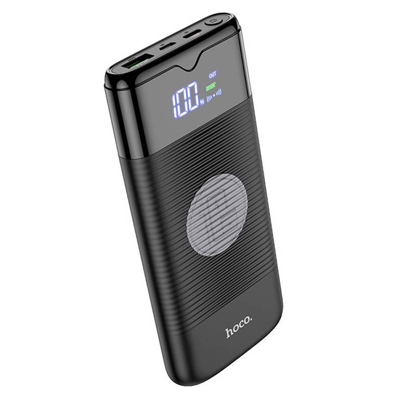 I Bezprzewodowy 10W Power Bank 10000mAh 18W USB Typ C PD + USB QC3.0 + micro USB HOCO Velocity J63 Powerbank Bateria Zewnętrzna czarny #77181-uniw